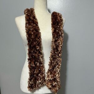 Faux Fur Scarf in Brown and Tan